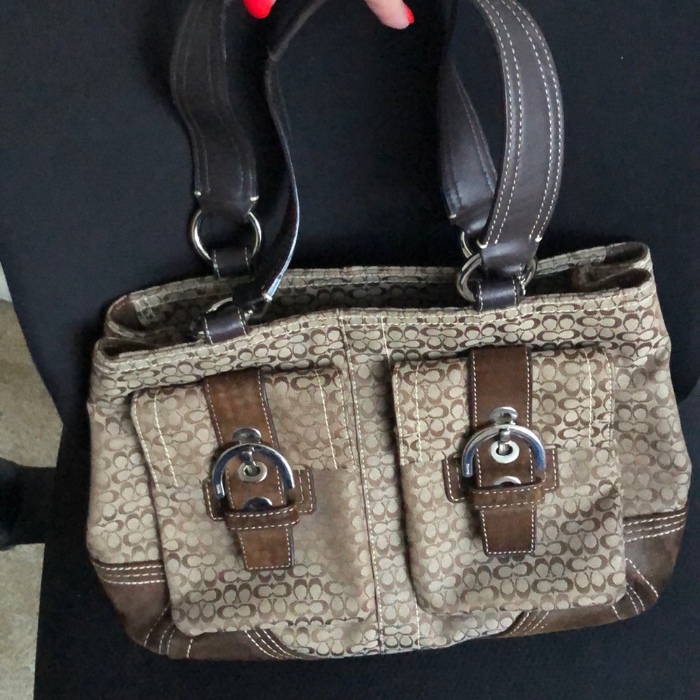 Brown Coach Signature Shoulder Bag